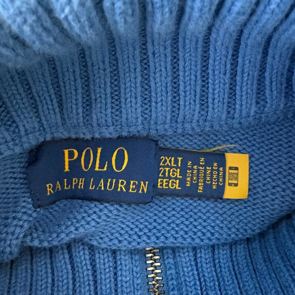 Polo Ralph Lauren Mens 2XLT Blue Cotton Quarter‎ Zip Pullover Sweater Tall Size
